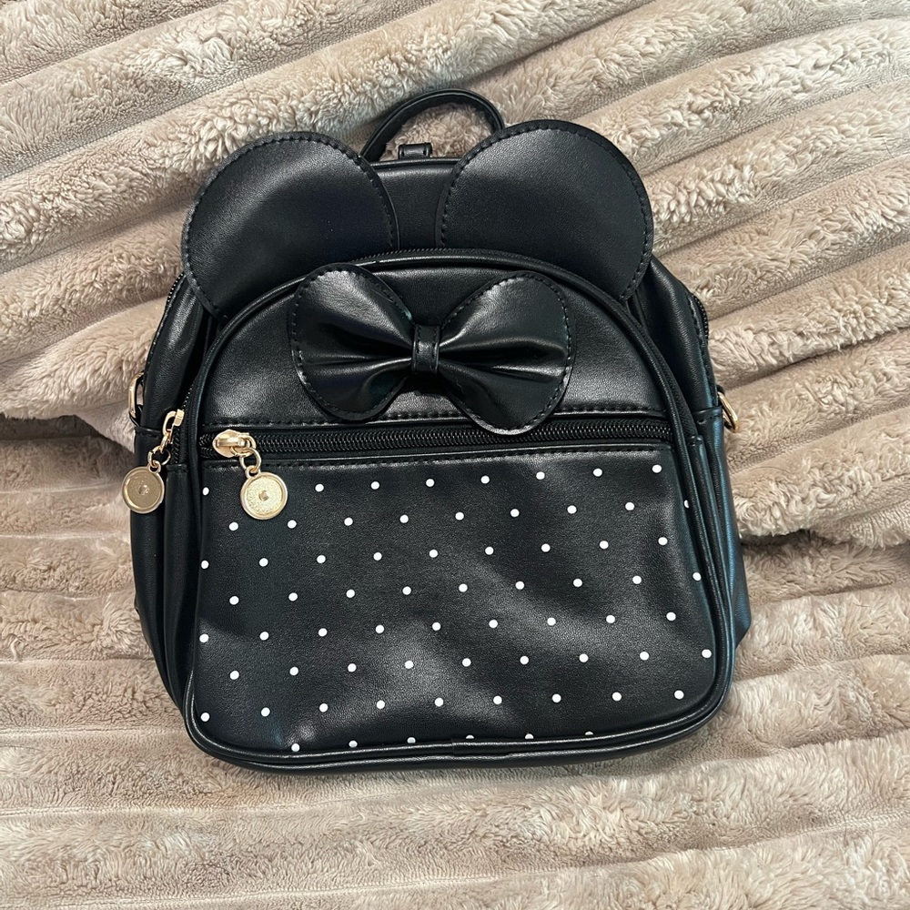 Black Polka Dot Bow Backpack